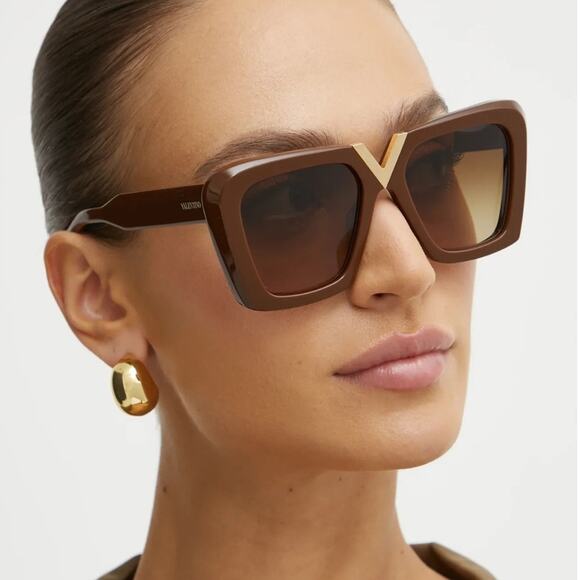 New! Valentino V GOLD || VLS 161B, Elegant Brown Sunglasses, Authentic New! Valentino V GOLD || VLS 161B Brown Sunglasses main image 4